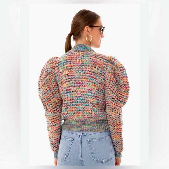 NWT Ulla Johnson Fiora Wool Puff Sleeve Kid Mohair Rainbow Cardigan Size Small - Picture 10 of 10